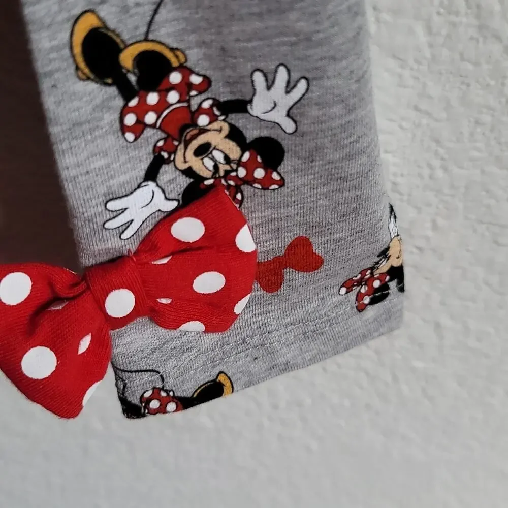 DISNEY Minnie Mouse Shirt & Leggings Set Walt Disney World Size 18M Gray & Red